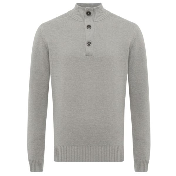 Gentiluomo Turtle Button Zip Sweater Grijs