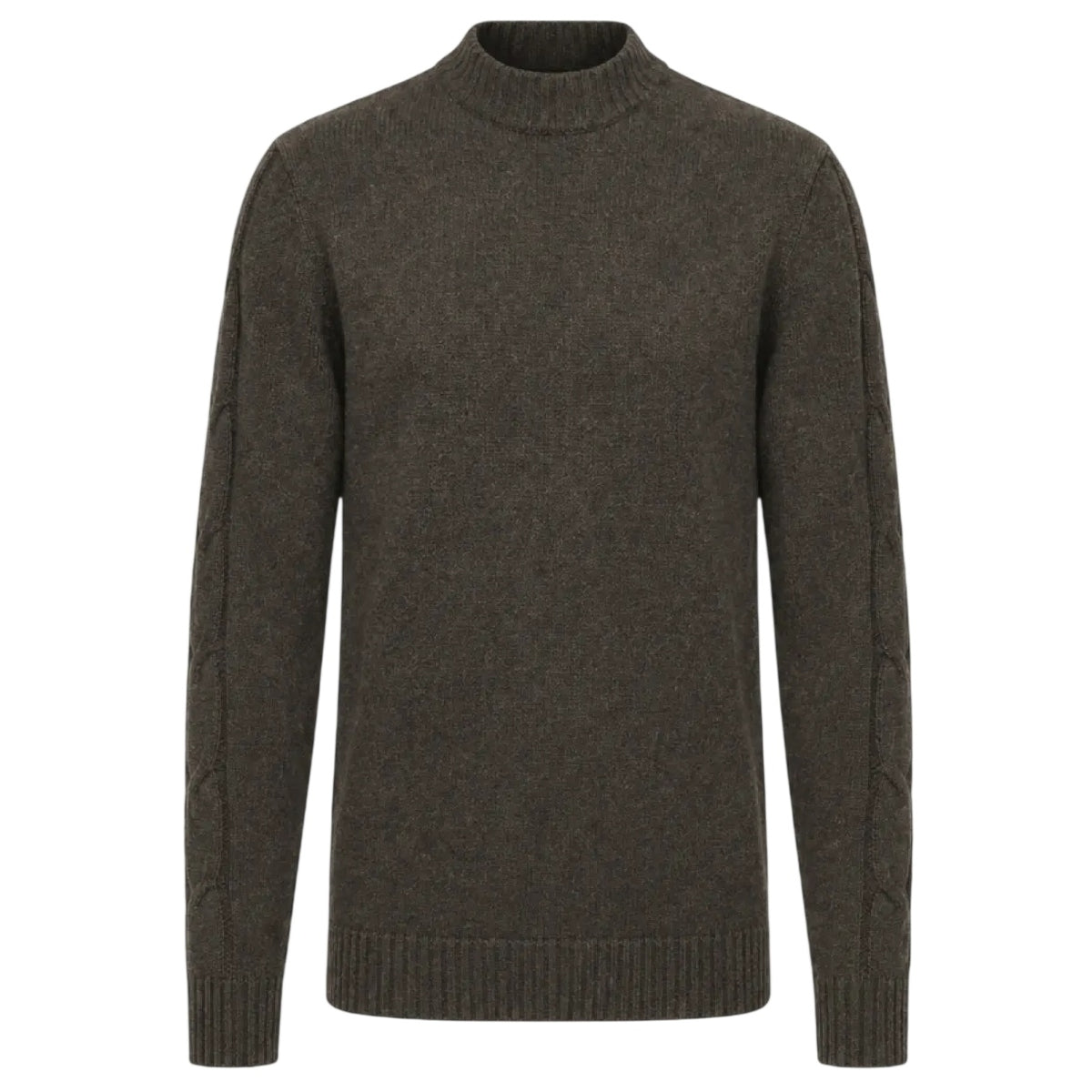 Gentiluomo kabelstrikket rullekrave-sweater brun