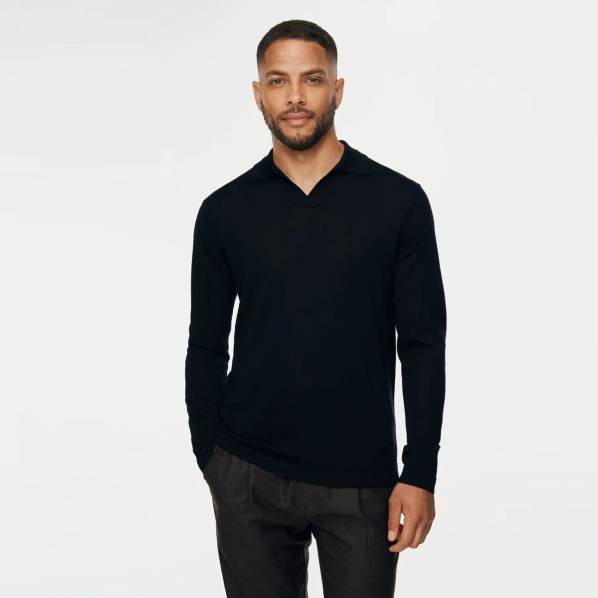 Gentiluomo No Buttons Langærmet Polo Navy