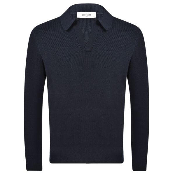 Gran Sasso Tennis Longsleeve Polo Navy