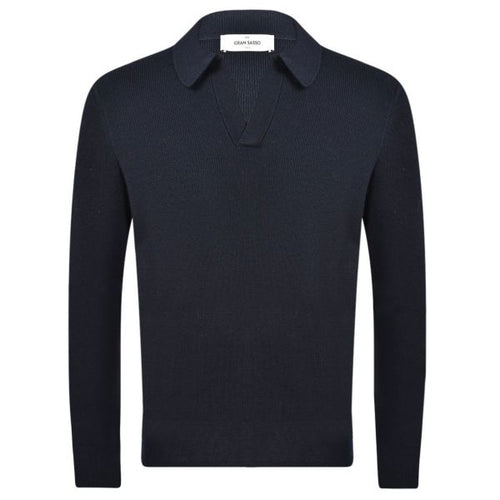 Gran Sasso Tennis Longsleeve Polo Navy