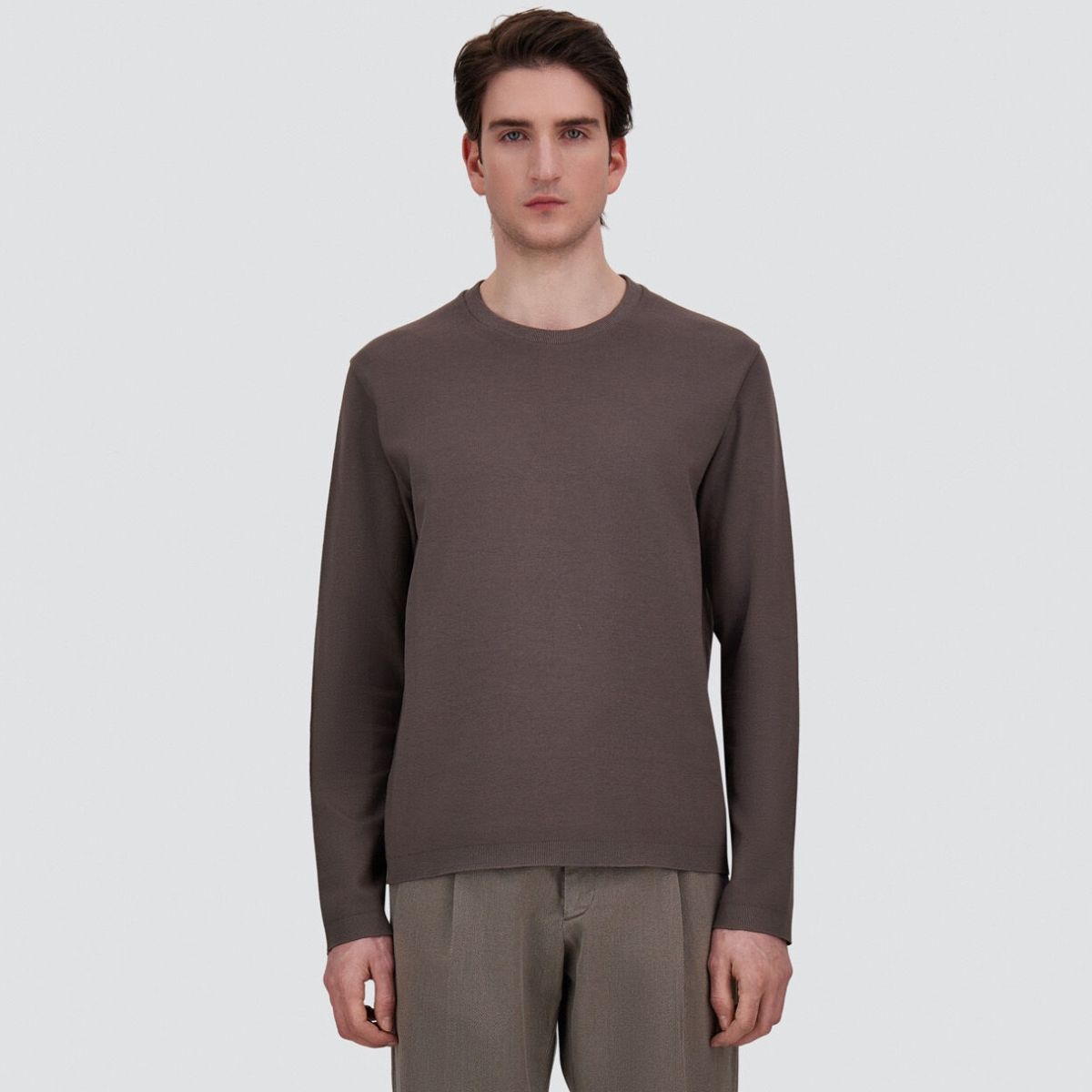Herno Cotton & Cashmere Langærmet T-shirt Brun