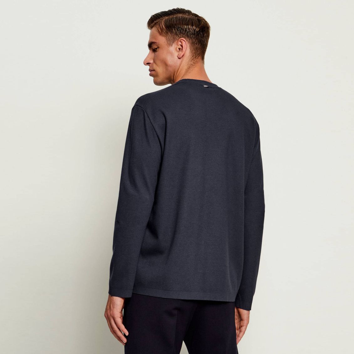 Herno Cotton & Cashmere Langærmet T-shirt Navy