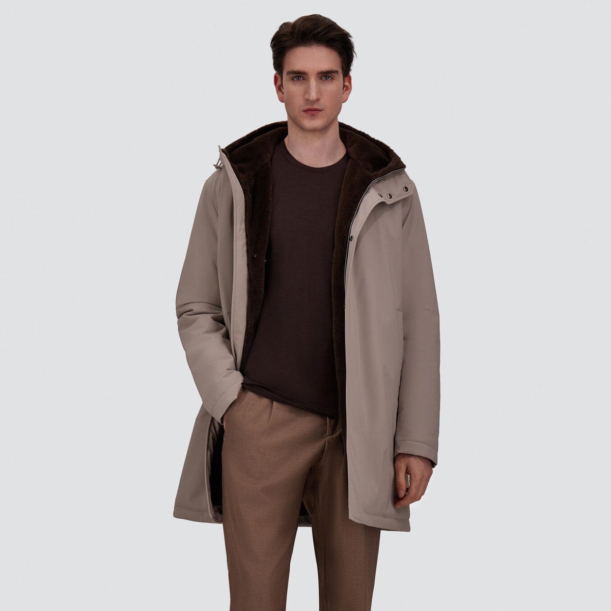 Herno Twill Fur Parka Grå