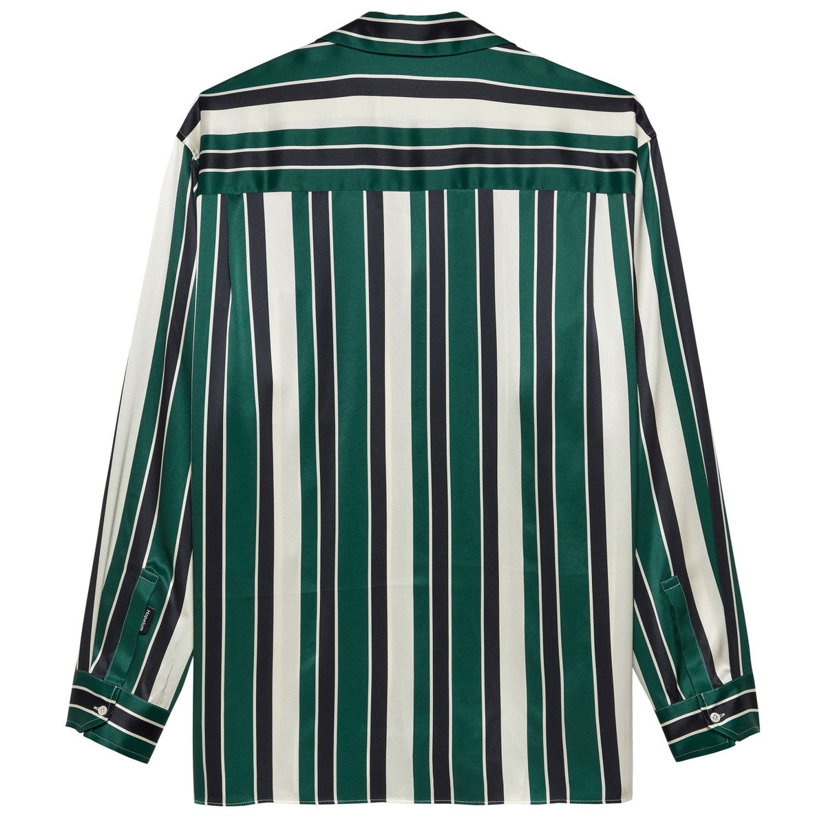 Hopeium Striped Silk Overhemd Donker Groen/Off White/Navy