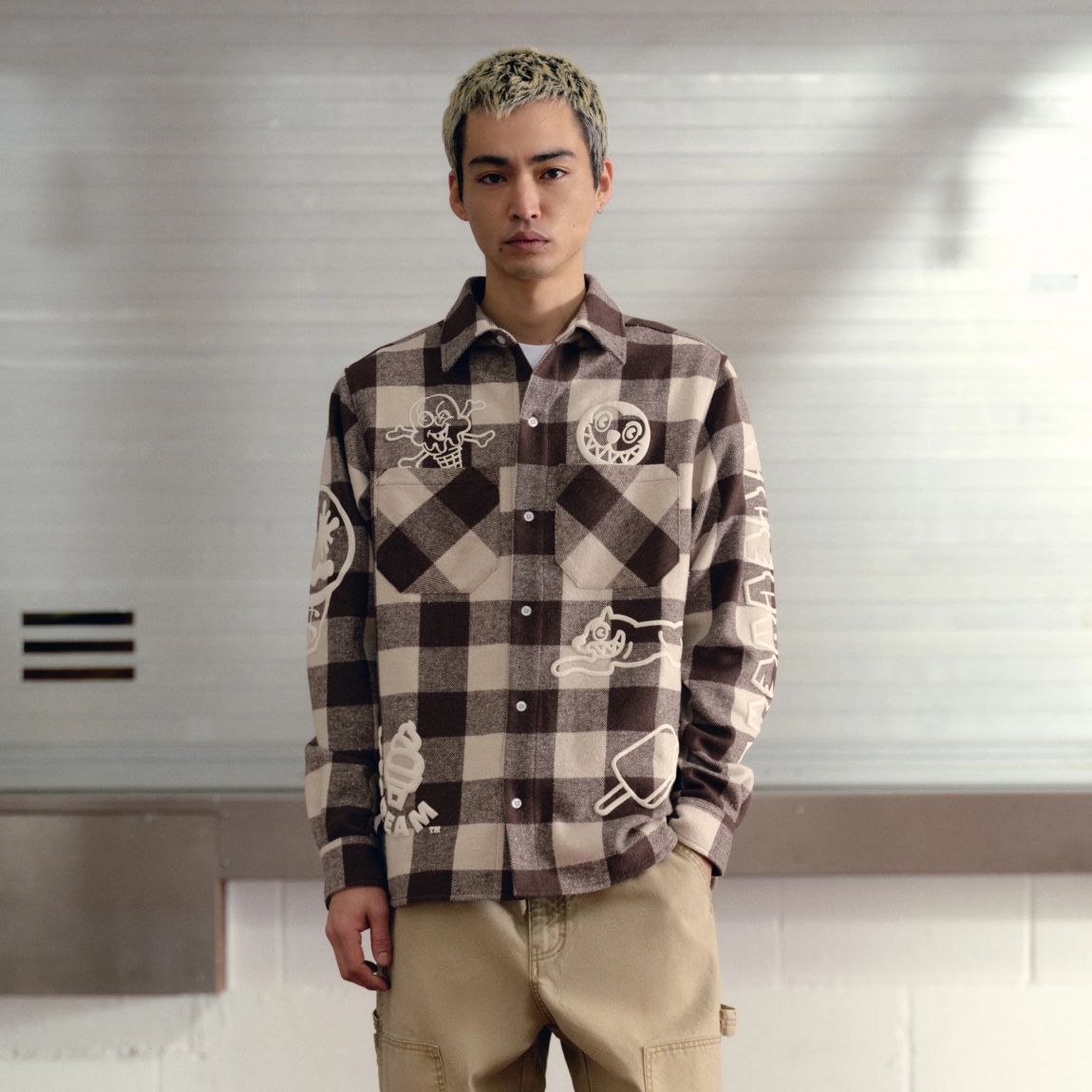 Icecream Multi Logo Check Overhemd Bruin