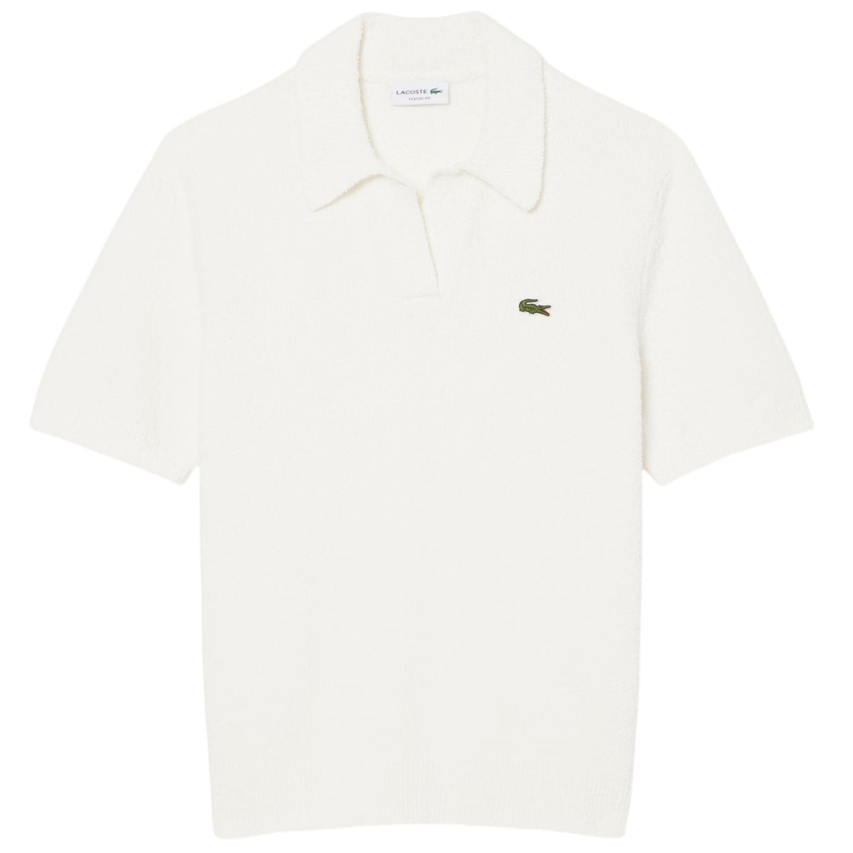 Lacoste Bouclé Knit Polo Off White