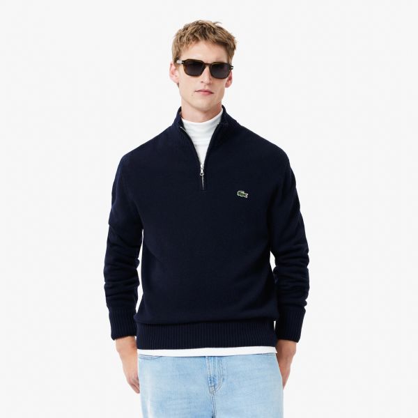 Lacoste Knitted Half Zip Sweater Navy