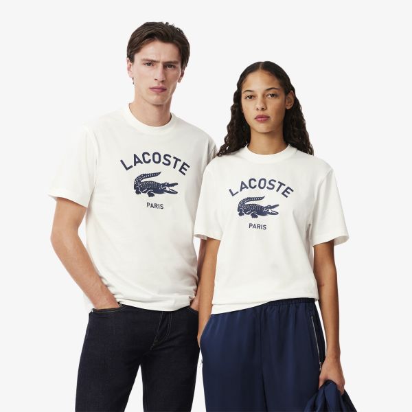 Lacoste Signature Print T-shirt Off White