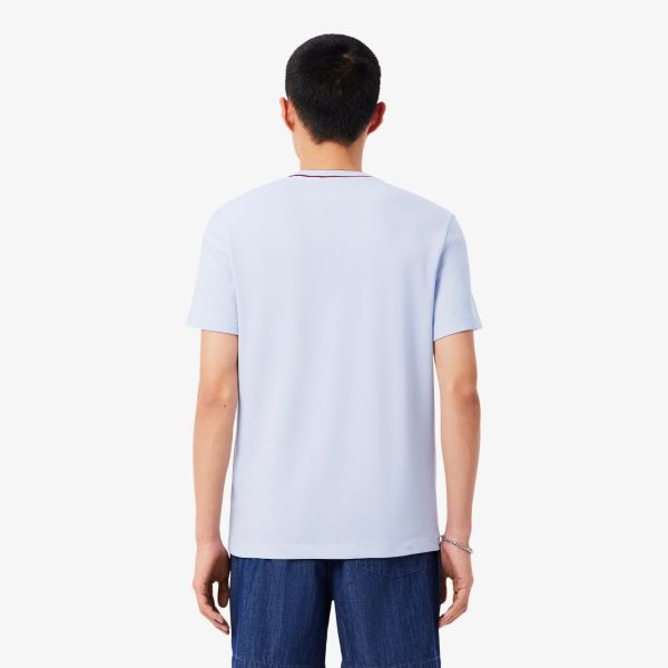Lacoste Stretch Pique Striped Collar T-shirt Licht Blauw