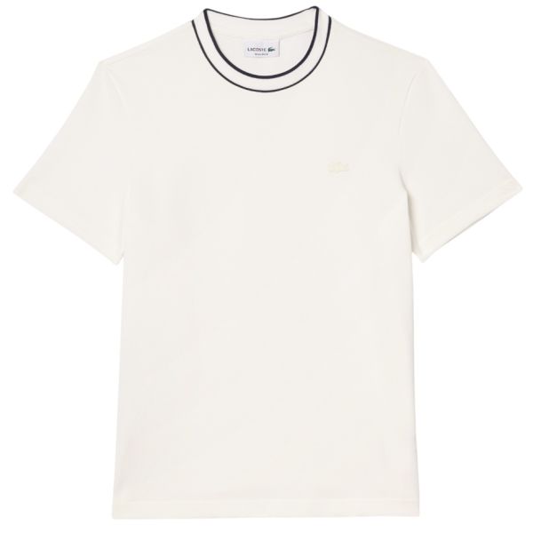 Lacoste Stretch Pique Striped Collar T-shirt Off White