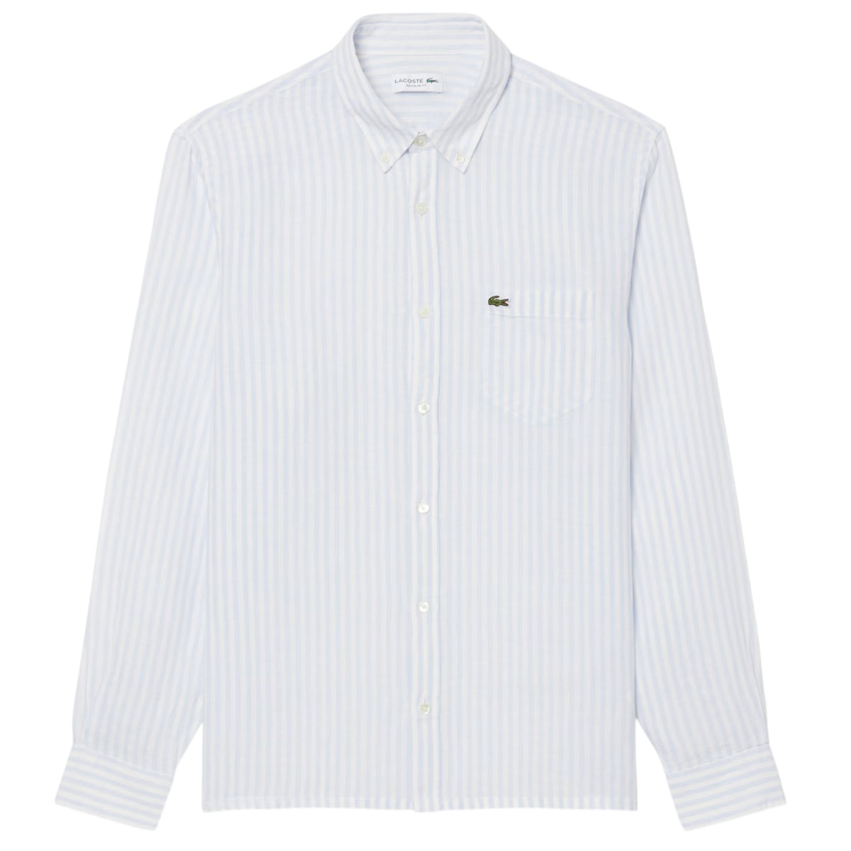 Lacoste Striped Linen Overhemd Licht Blauw/Wit