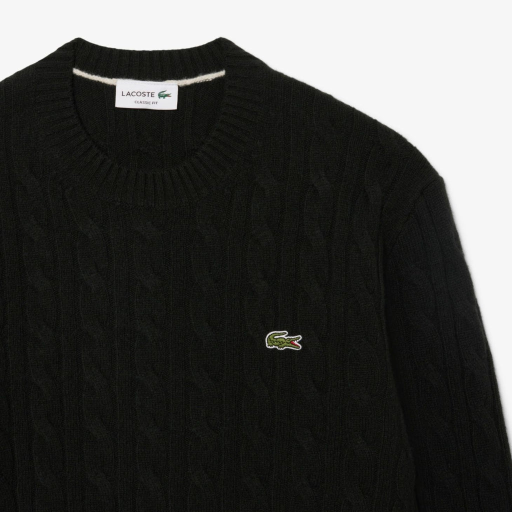 Lacoste kabelstrikket sweater mørkegrøn