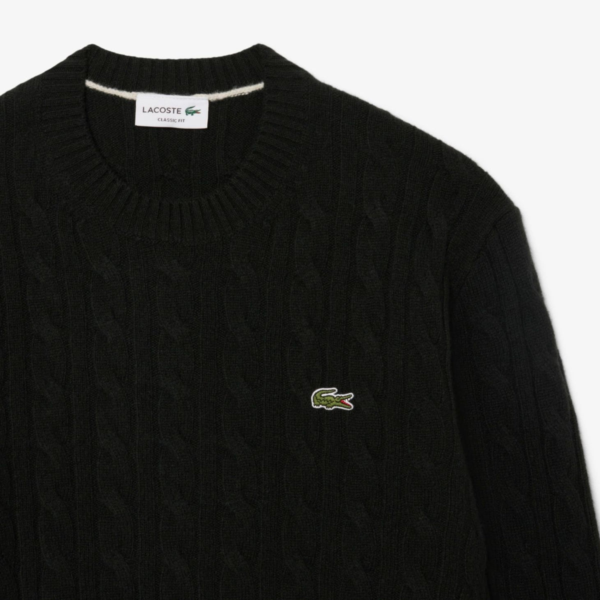 Lacoste kabelstrikket sweater mørkegrøn