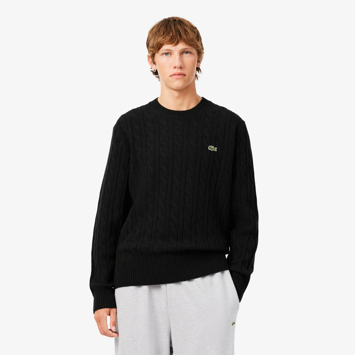 Lacoste kabelstrikket sweater mørkegrøn