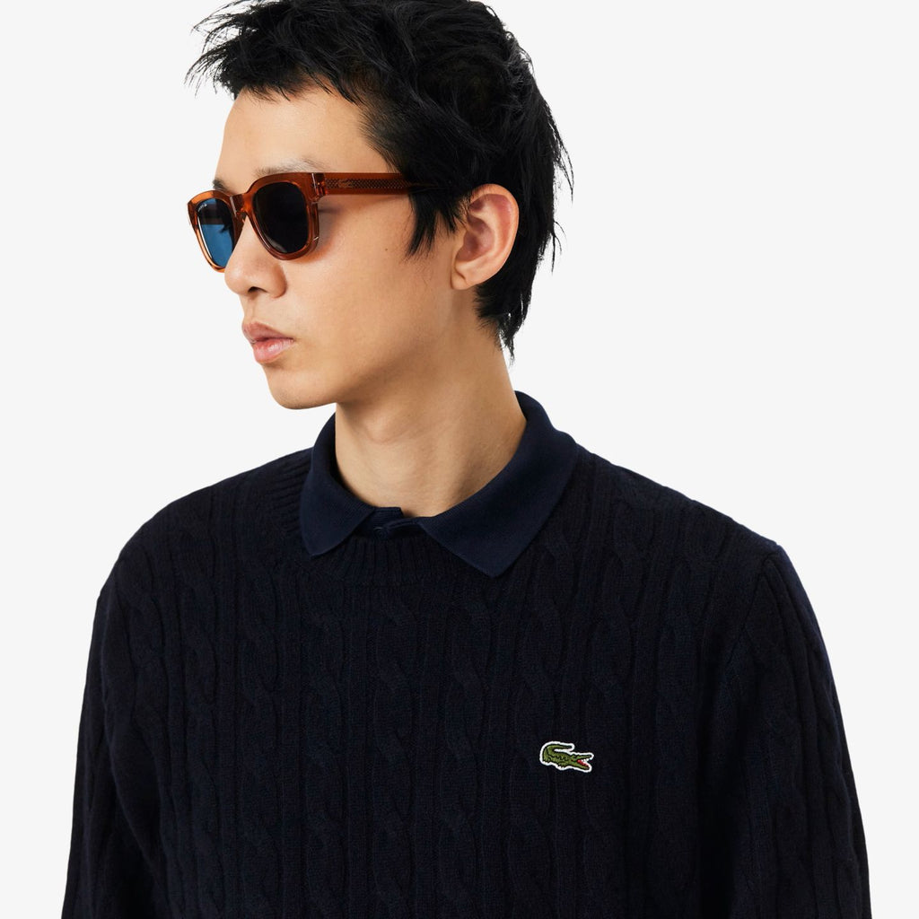 Lacoste Kabelstrikket Trøje Marineblå