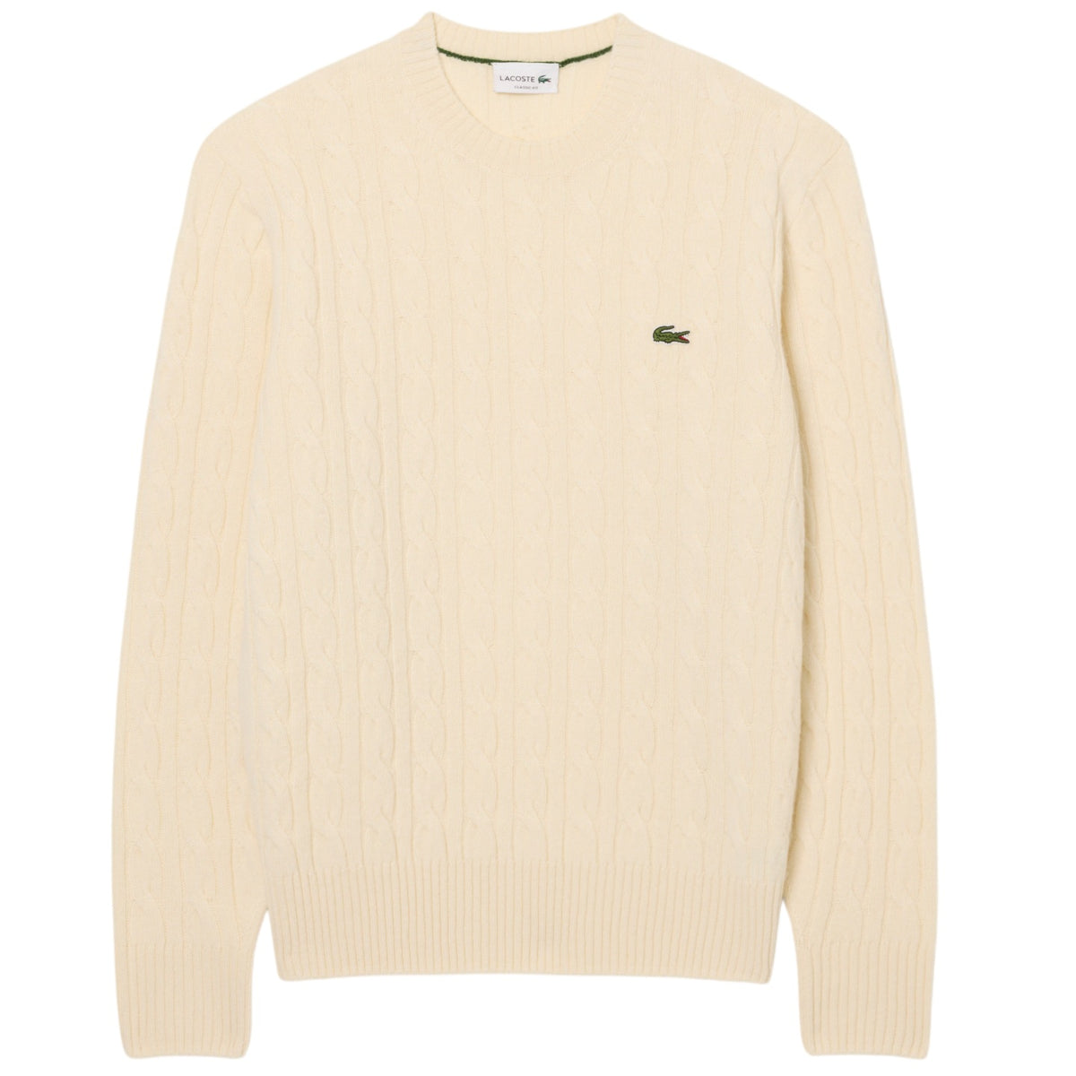Lacoste kabelstrikket sweater råhvid