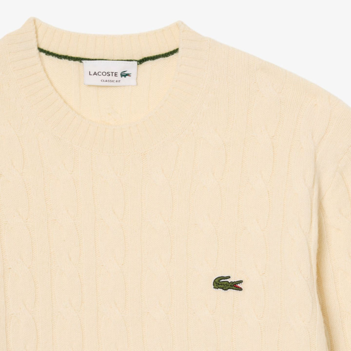 Lacoste kabelstrikket sweater råhvid