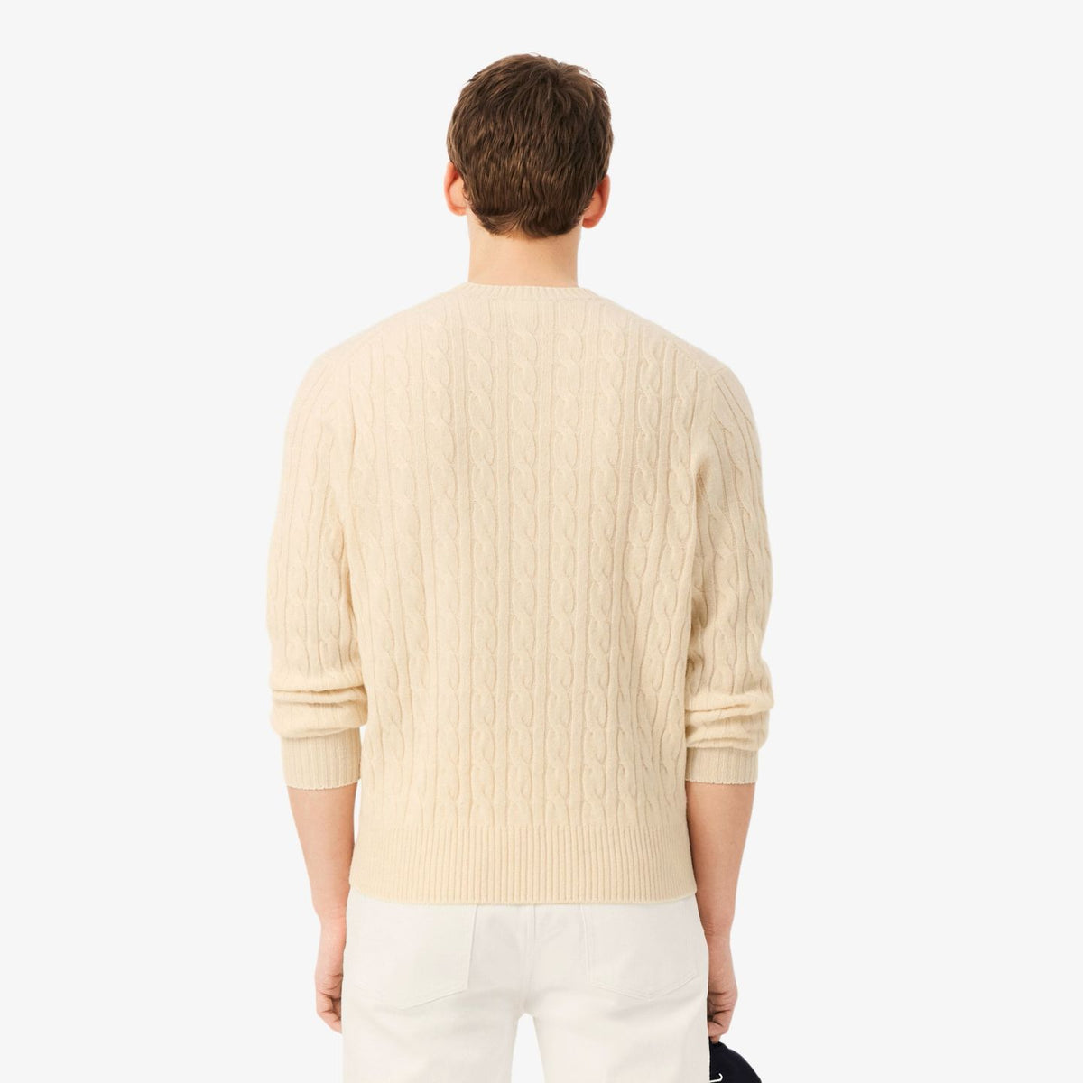 Lacoste kabelstrikket sweater råhvid