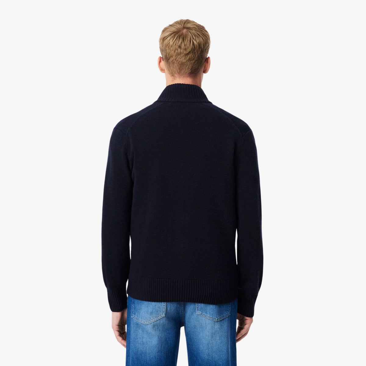 Lacoste vest i kartet uld, marineblå