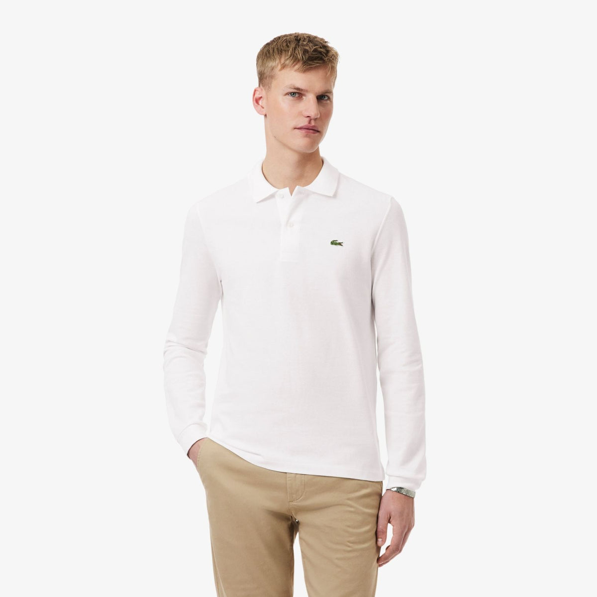 Lacoste Classic Fit Langærmet Polo Hvid
