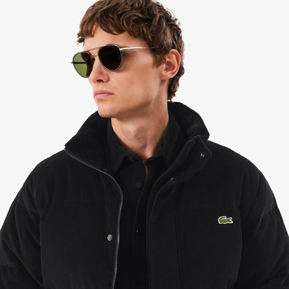 Lacoste fløjls-dunjakke sort