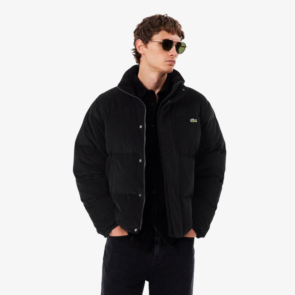 Lacoste fløjls-dunjakke sort