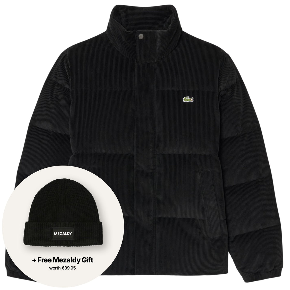 Lacoste fløjls-dunjakke sort
