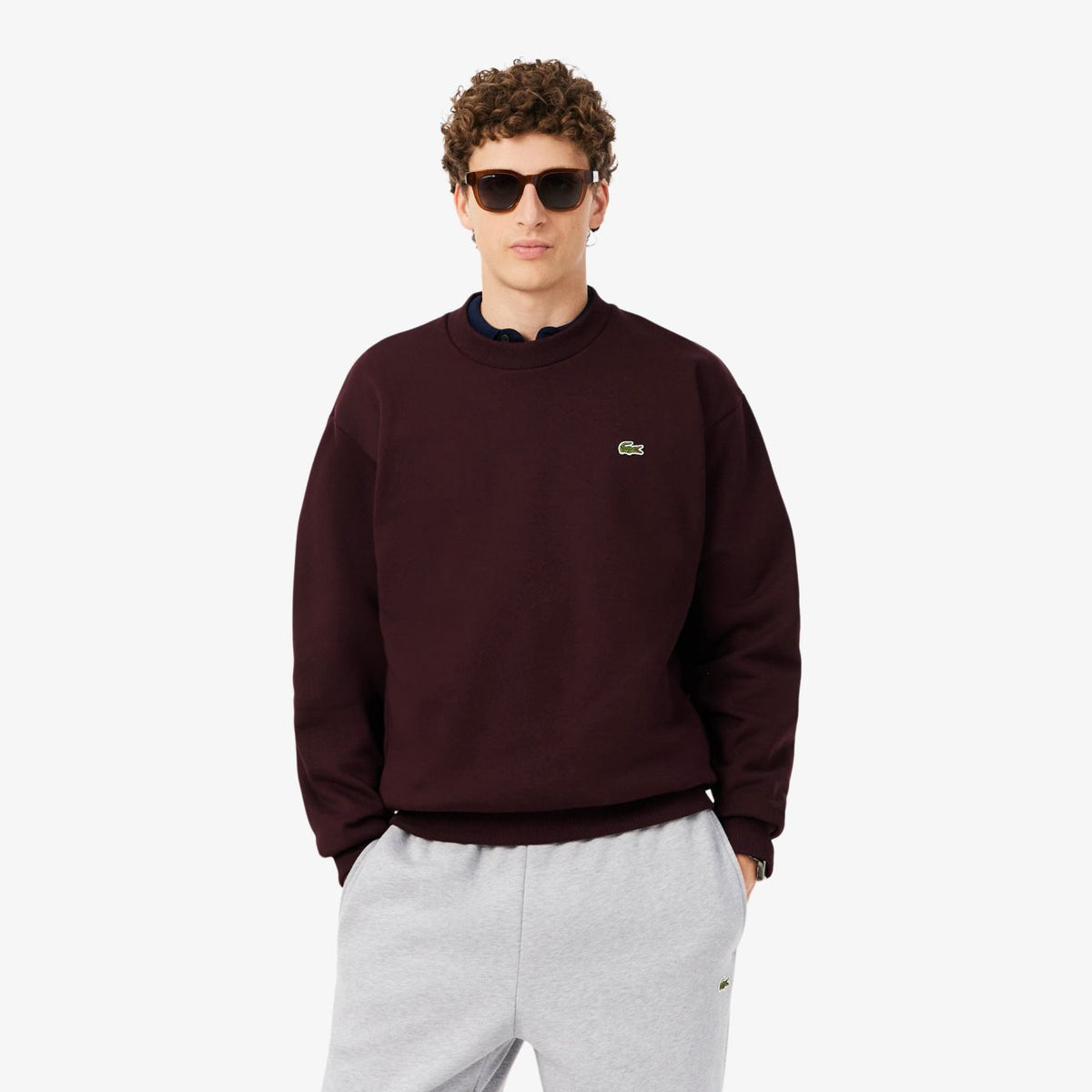 Lacoste fleece sweater bordeaux