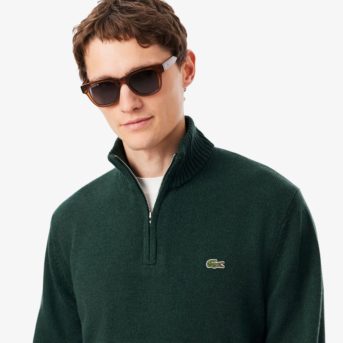 Lacoste strikket halv lynlås sweater mørkegrøn