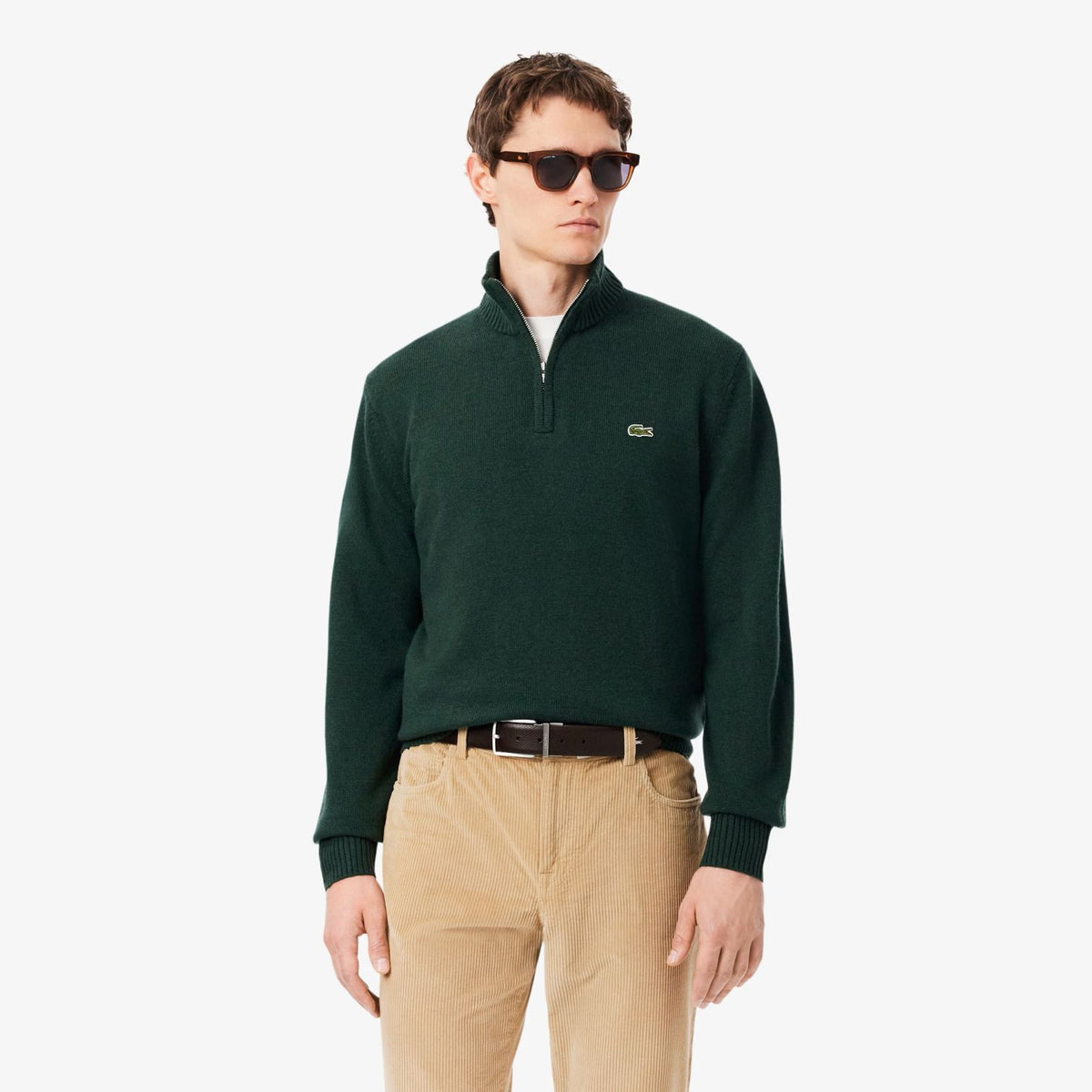 Lacoste strikket halv lynlås sweater mørkegrøn
