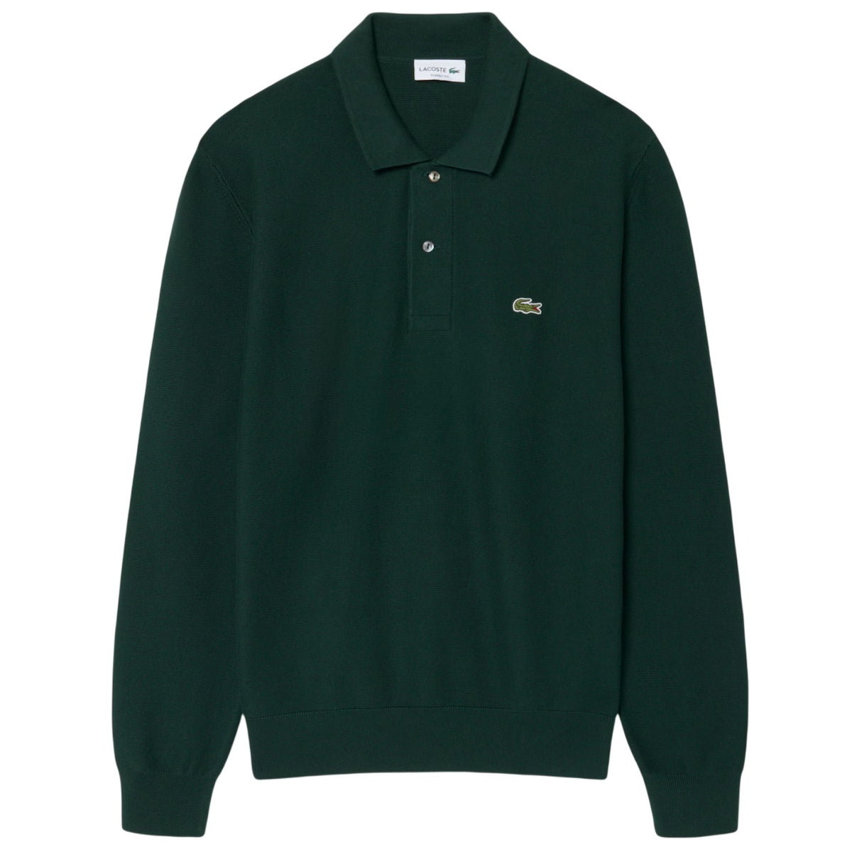 Lacoste strikket langærmet polo mørkegrøn