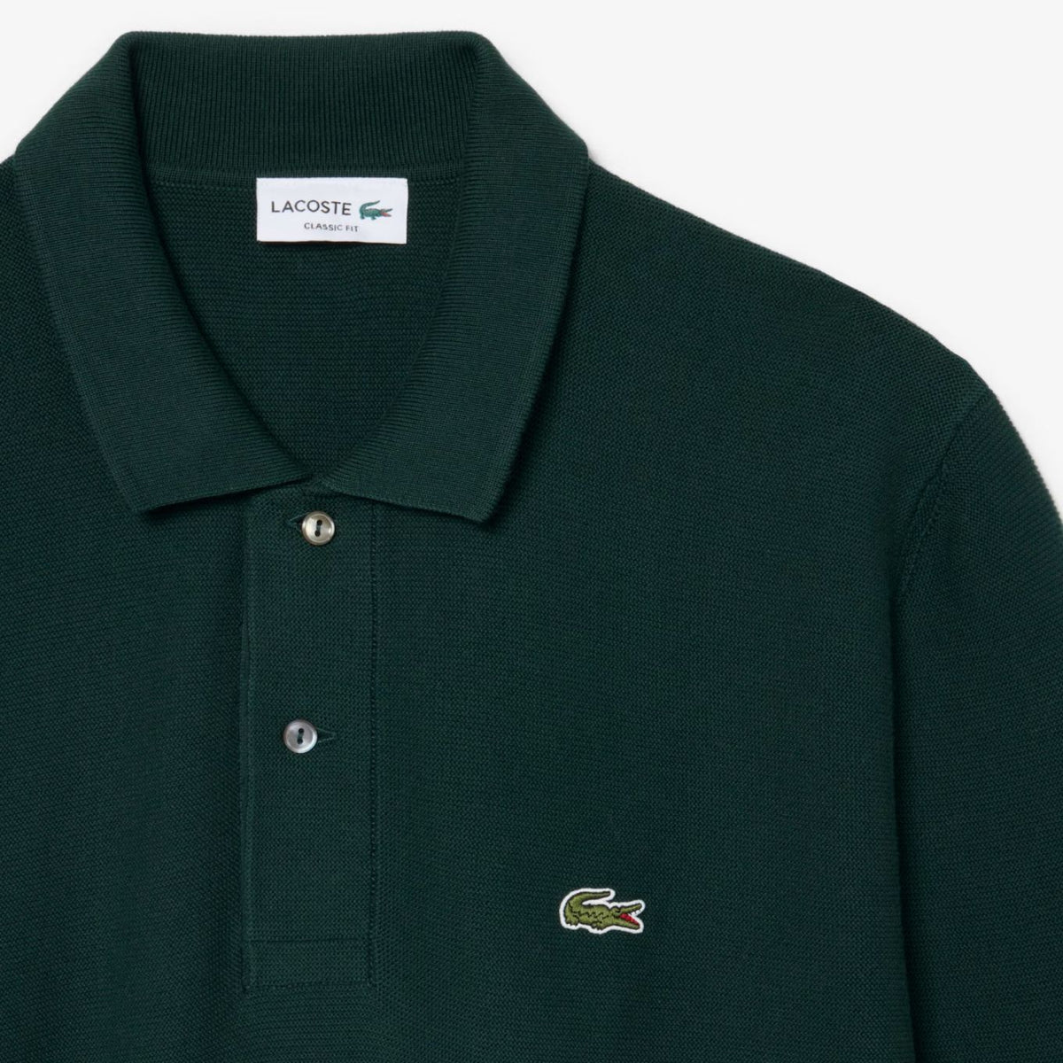 Lacoste strikket langærmet polo mørkegrøn