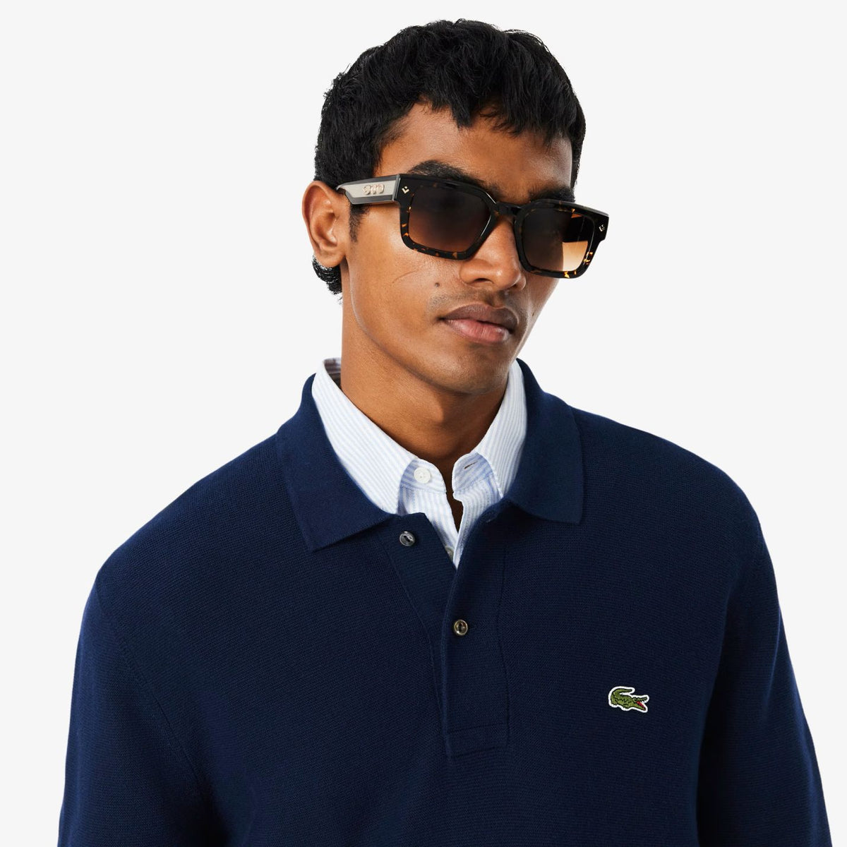 Lacoste Strikket Langærmet Polo Navy
