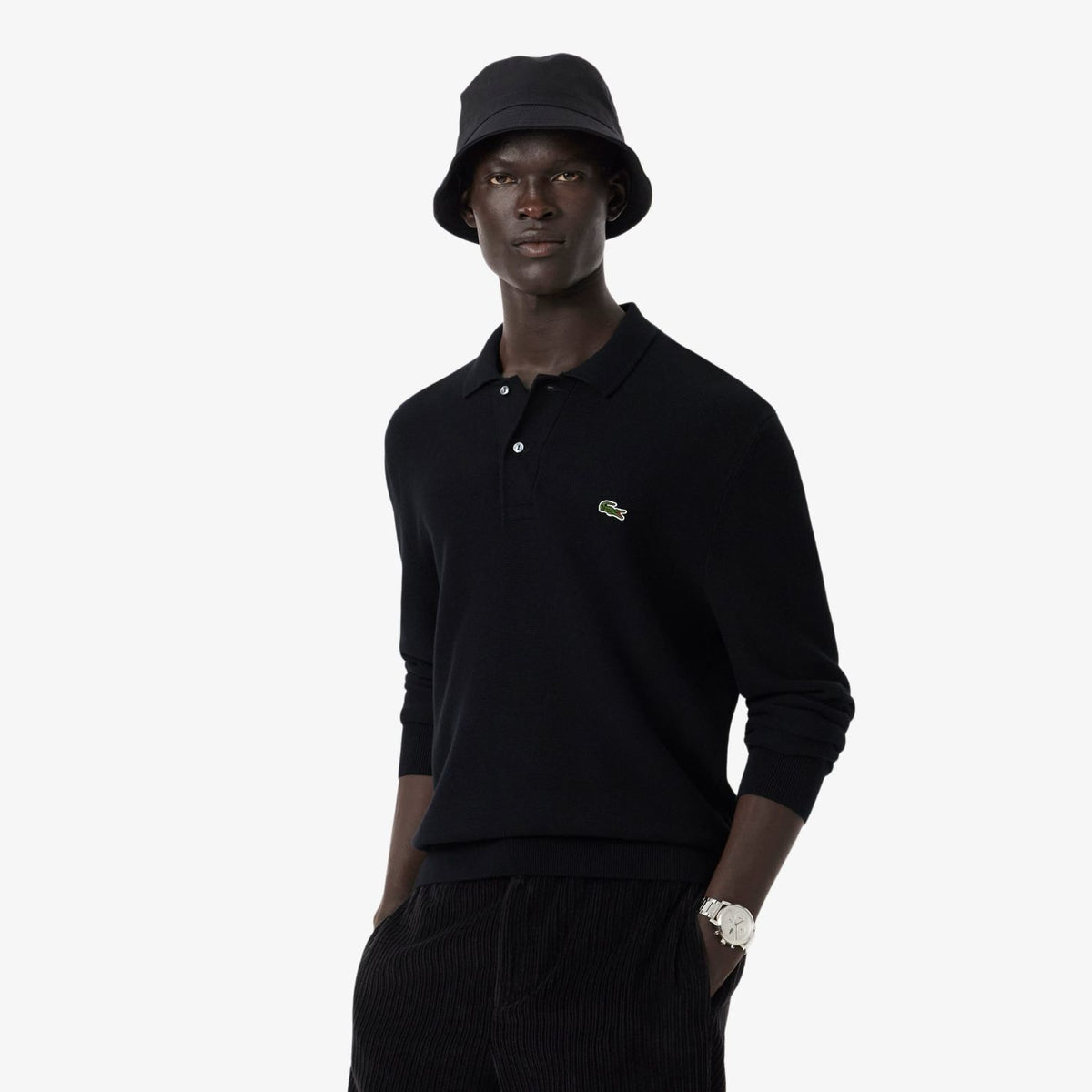 Lacoste Strikket Langærmet Polo Sort