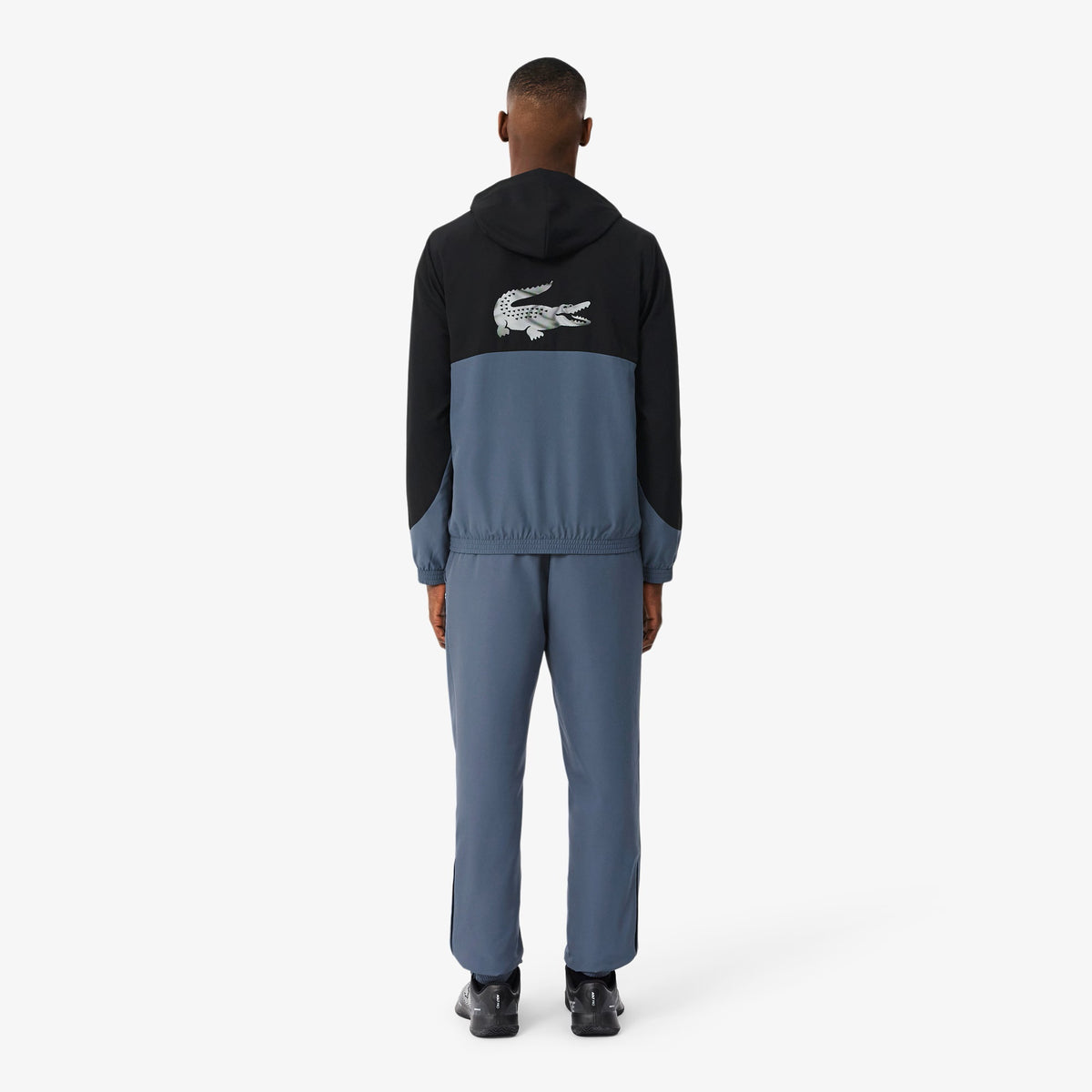 Lacoste træningsdragt med farveblok-print, sort/grå