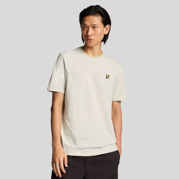 Lyle & Scott Linen Blend Breton T-shirt Beige/Wit