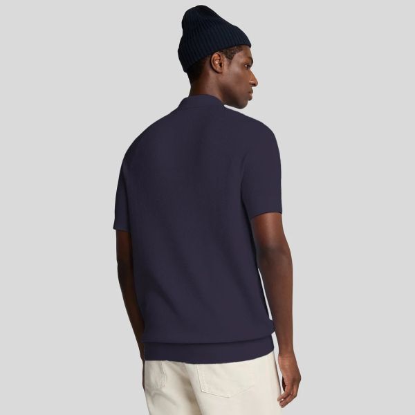 Lyle & Scott Linen Blend Knitted Polo Navy