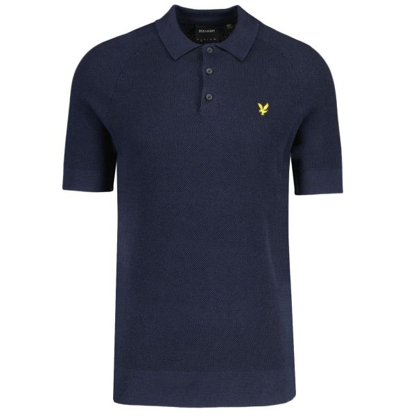 Lyle & Scott Linen Blend Knitted Polo Navy