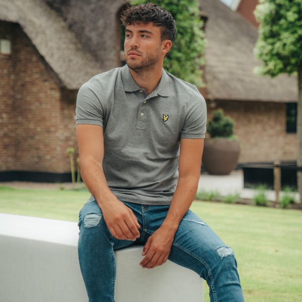 lyle scott plain polo grijs