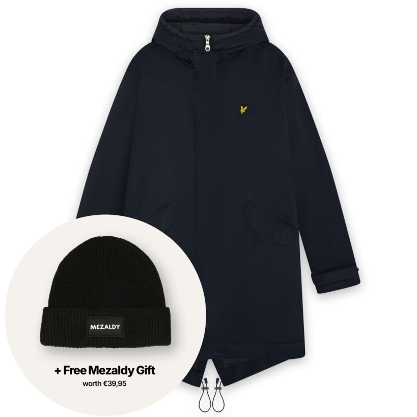 Lyle & Scott vatteret fishtail-parka marineblå