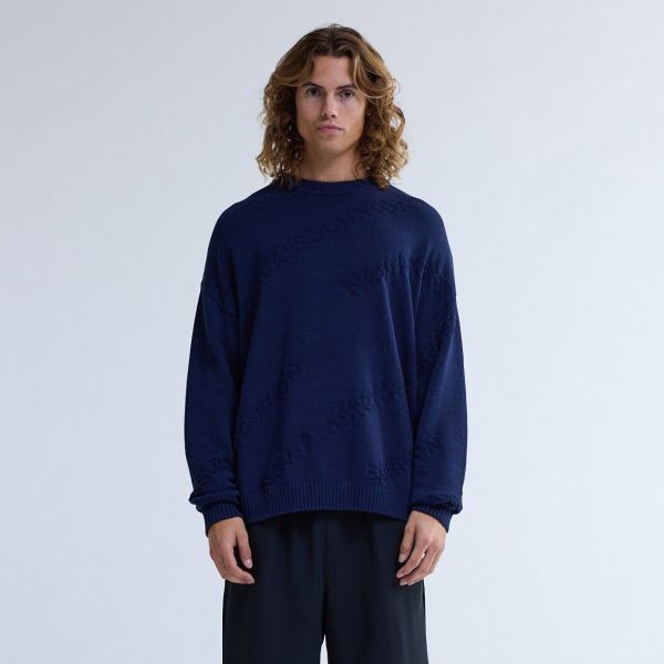 New Amsterdam Surf Association Logo Jacquard Knit Sweater Navy