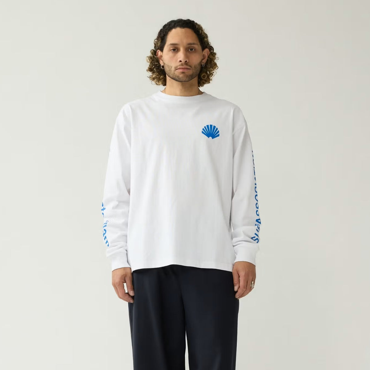 New Amsterdam Surf Association Logo Longsleeve T-shirt Hvid/Blå