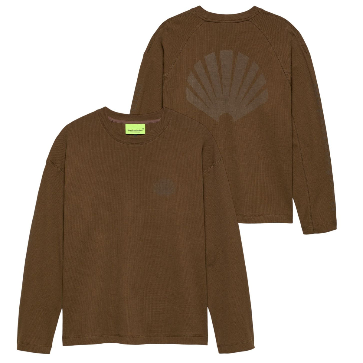 New Amsterdam Surf Association Logo Longsleeve Waffle T-shirt Brun