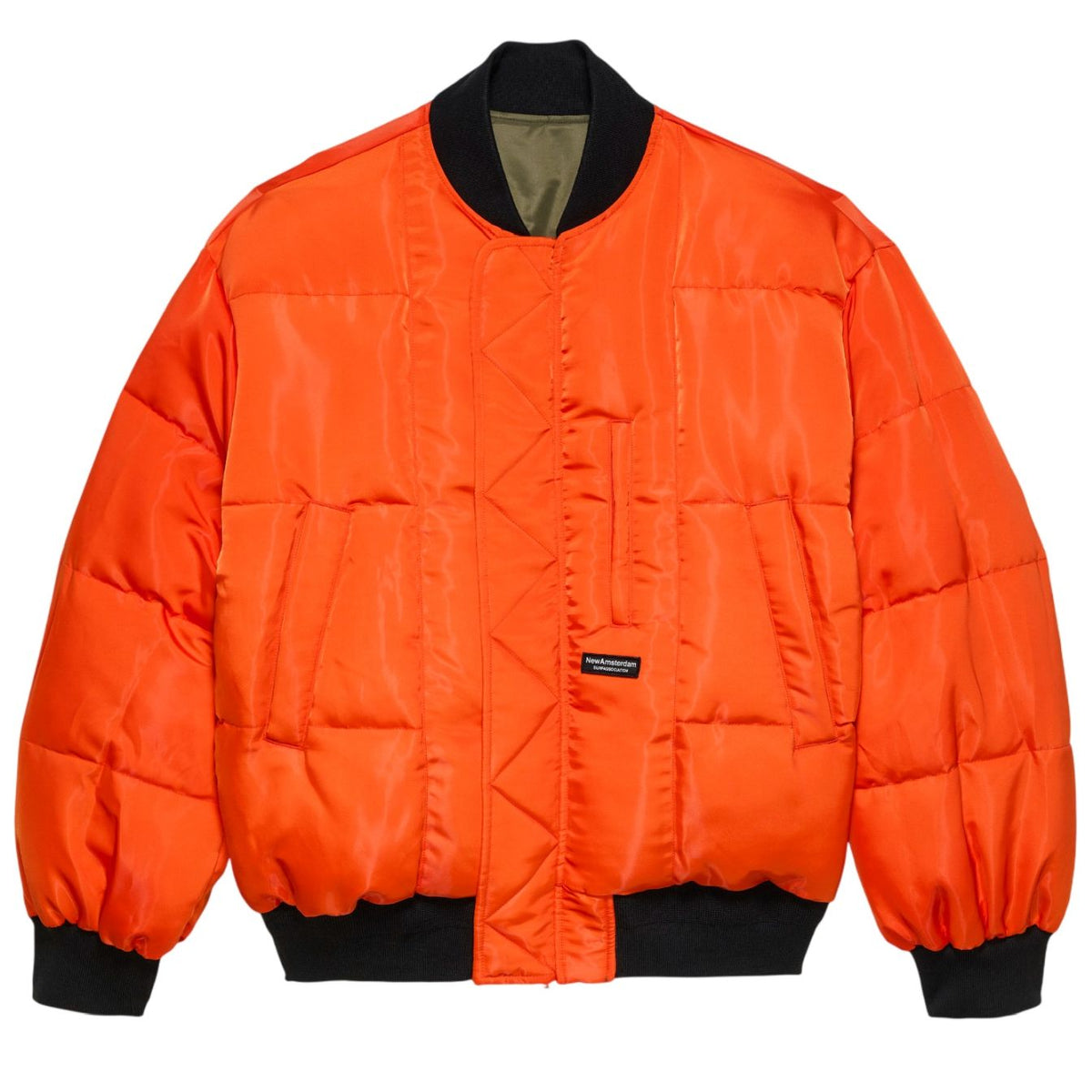 New Amsterdam Surf Association Vendbar Bomberjakke Mørkegrøn/Orange
