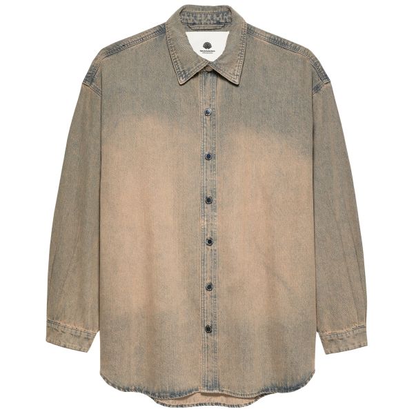 New Amsterdam Surf Association Denim Overshirt Blauw/Bruin
