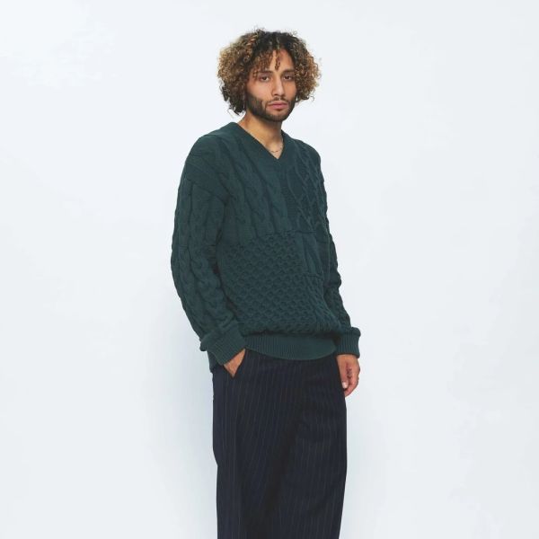 New Amsterdam Surf Association Pile V-Neck Sweater Donker Groen