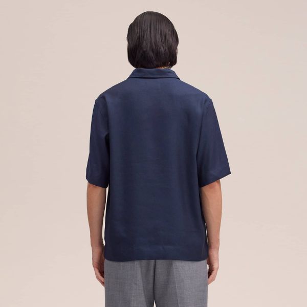 NN.07 Bruno Linen Blend Polo Navy