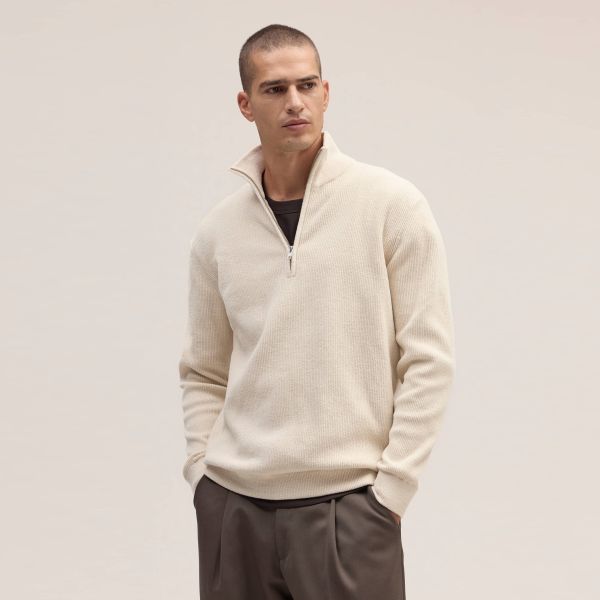 NN.07 Danny Half Zip Sweater Off White