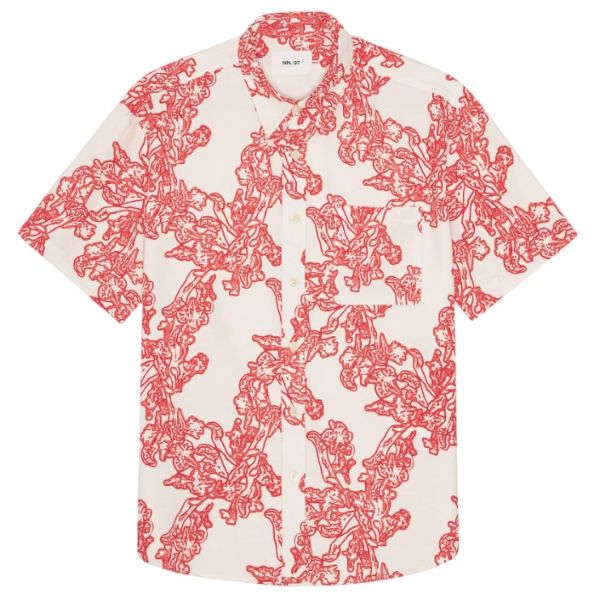 NN.07 Deon Print Overhemd Off White/Rood